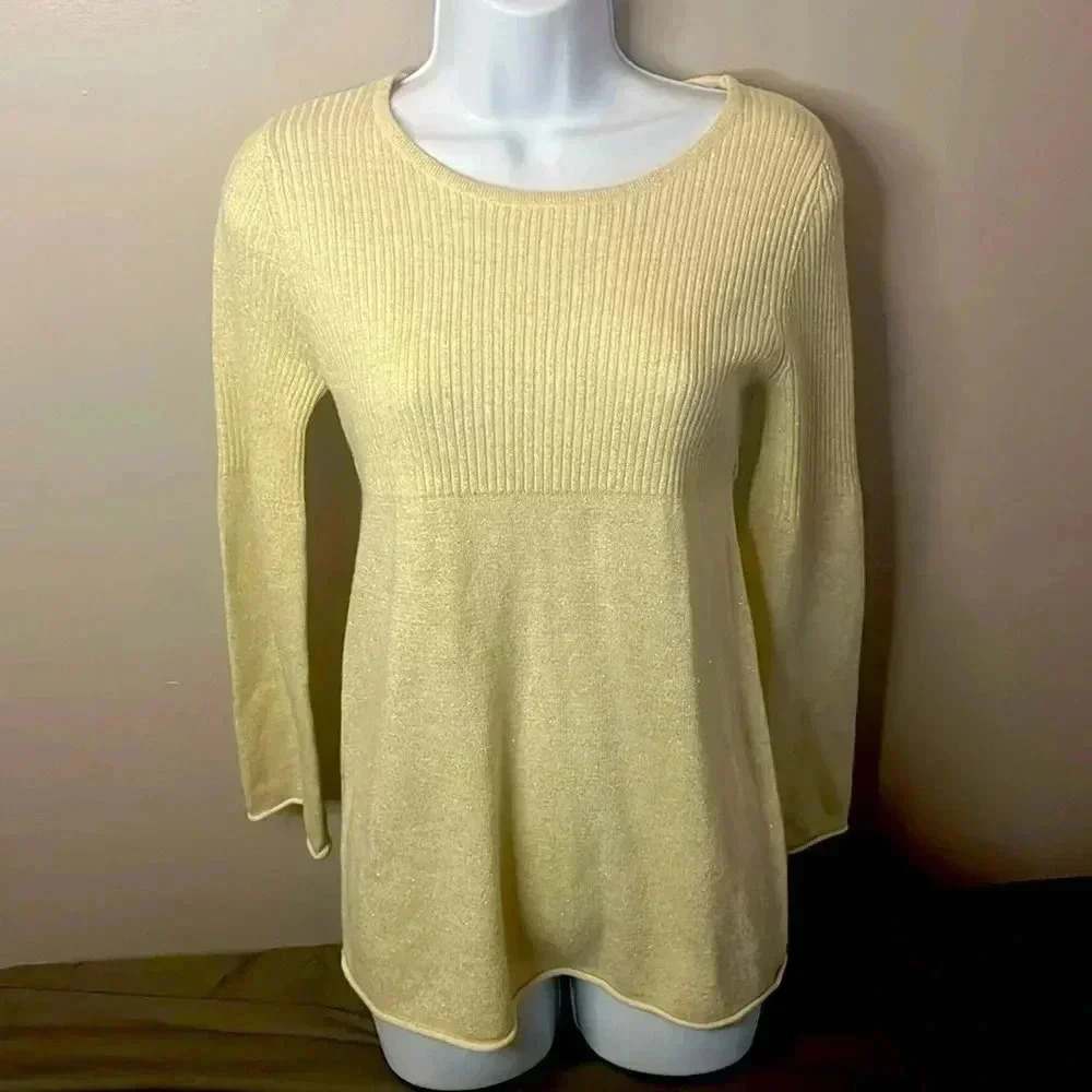 J. Khaki off white with gold flecks sweater women’s size large
